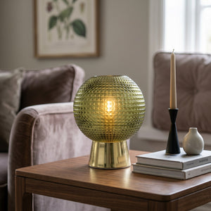Candlelight Battery Powered Round LED Dimpled Lamp – Green