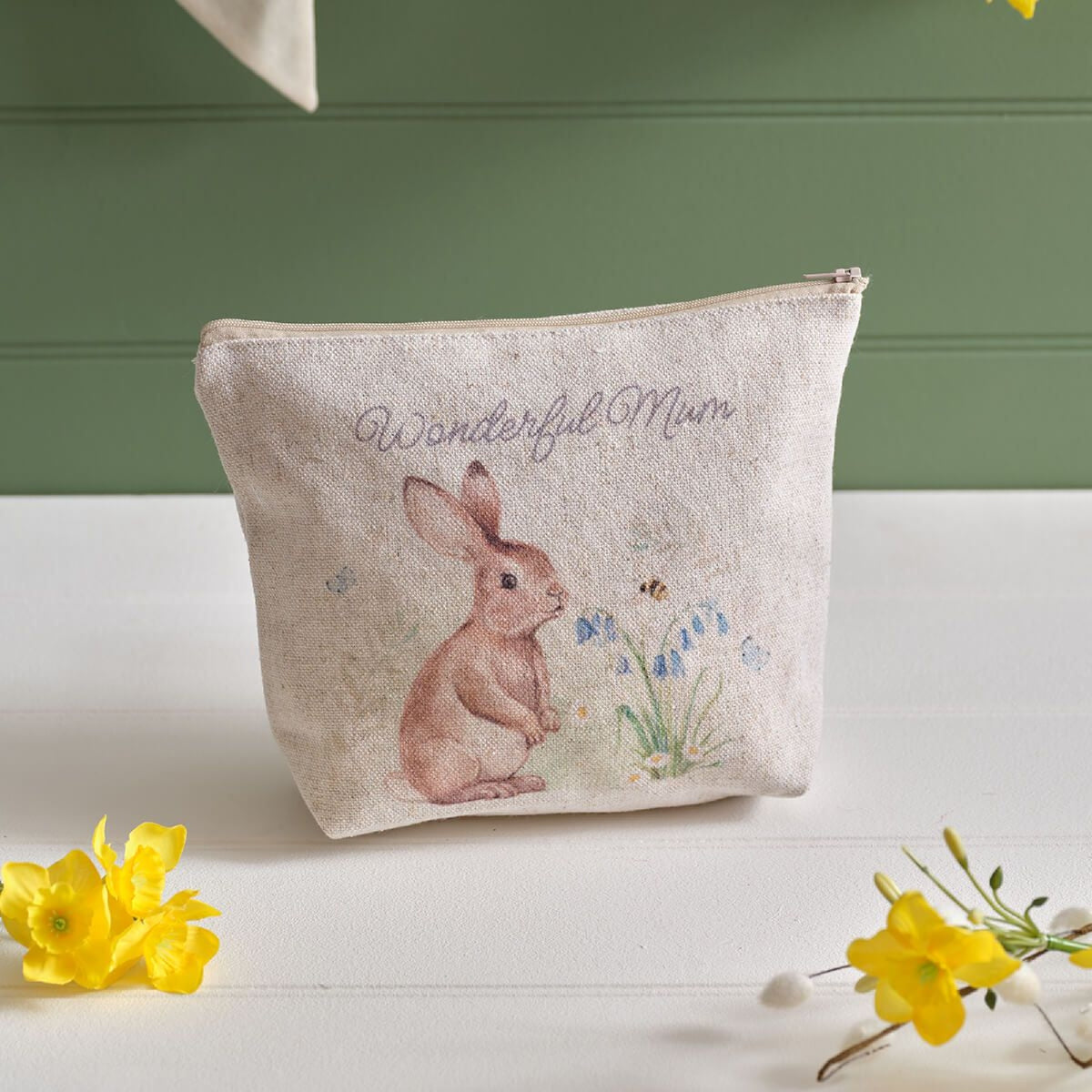 R13 MEADOW FIELDS WONDERFUL MUM BUNNY PRINTED ZIP POUCH 4ME124