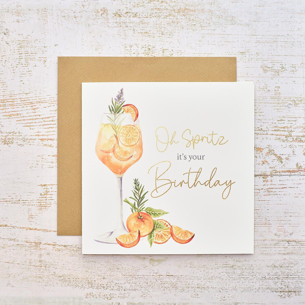 R13 CITRUS & CHEERS OH SPRITZ BIRTHDAY GOLD CARD 4DR132