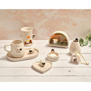 R13 TINY WORLD BOXED BLACK FACE SHEEP DOME CERAMIC T-LIGHT HOLDER 7TW158
