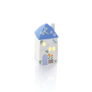 R13 BLOSSOM & BLOOM LED LGE HOUSE W/ BLUE ROOF & DRAGONFLY 7BL520