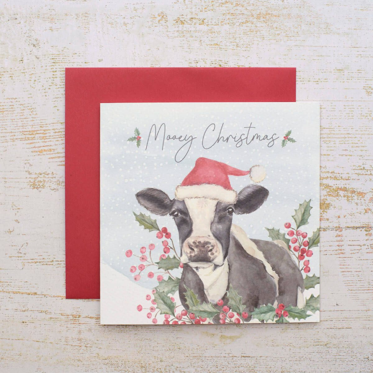 R13 MOOEY XMAS FRIESIAN COW CARD 4XA350