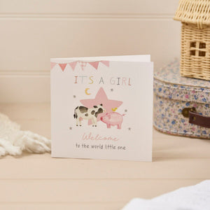 R13 IT'S A GIRL WELCOME TO THE WORLD LITTLE ONE CARD 4MF215
