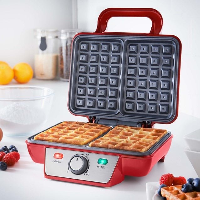 Global Gizmos Dual Waffle Maker – Red - PANCAKE WAFFLE MAKERS - Beattys of Loughrea