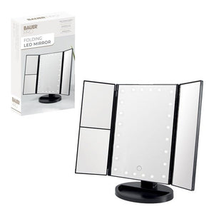 Bauer LED Foldable Mirror - Black - LIGHT UP MIRROR - Beattys of Loughrea