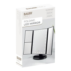 Bauer LED Foldable Mirror - Black - LIGHT UP MIRROR - Beattys of Loughrea