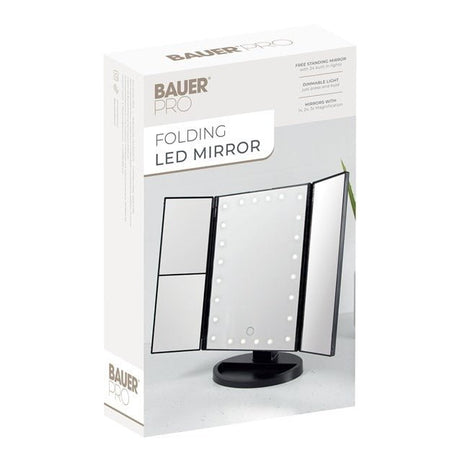 Bauer LED Foldable Mirror - Black - LIGHT UP MIRROR - Beattys of Loughrea