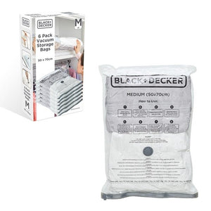 Black+Decker Medium Vacuum Bags – 6 Pack (50 x 70cm) - PVC STORAGE - TRUNK, LGE BOX , CART - Beattys of Loughrea