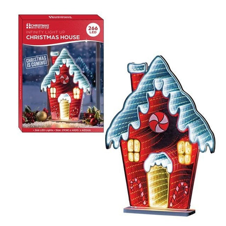 Festive Infinity Christmas House LED Mirror Light - XMAS ROOM DECORATION LARGE AND LIGHT UP - Beattys of Loughrea