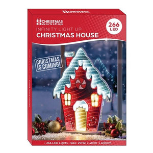 Festive Infinity Christmas House LED Mirror Light - XMAS ROOM DECORATION LARGE AND LIGHT UP - Beattys of Loughrea