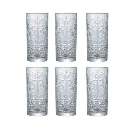 RCR Crystal Tattoo Hiball Glasses – 370ml, Set of 6 - DRINKING GLASSES - Beattys of Loughrea