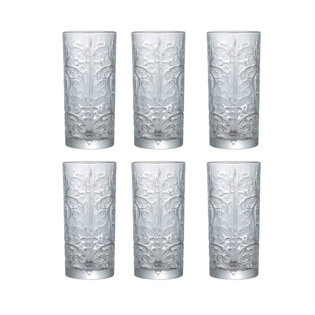 RCR Crystal Tattoo Hiball Glasses – 370ml, Set of 6 - DRINKING GLASSES - Beattys of Loughrea