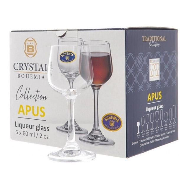 Crystal Bohemia Apus Liqueur Glasses – 60ml, Set of 6 - DRINKING GLASSES - Beattys of Loughrea