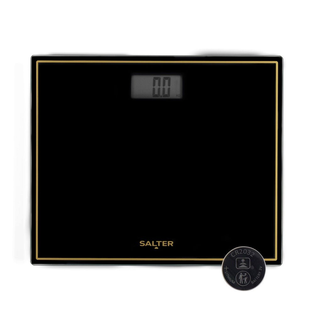 Salter Compact Bathroom Scale – Black/Gold - BATHROOM SCALES - Beattys of Loughrea