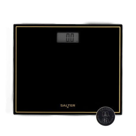 Salter Compact Bathroom Scale – Black/Gold - BATHROOM SCALES - Beattys of Loughrea