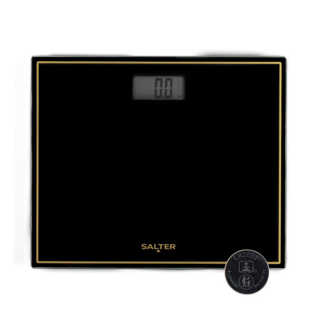 Salter Compact Bathroom Scale – Black/Gold - BATHROOM SCALES - Beattys of Loughrea