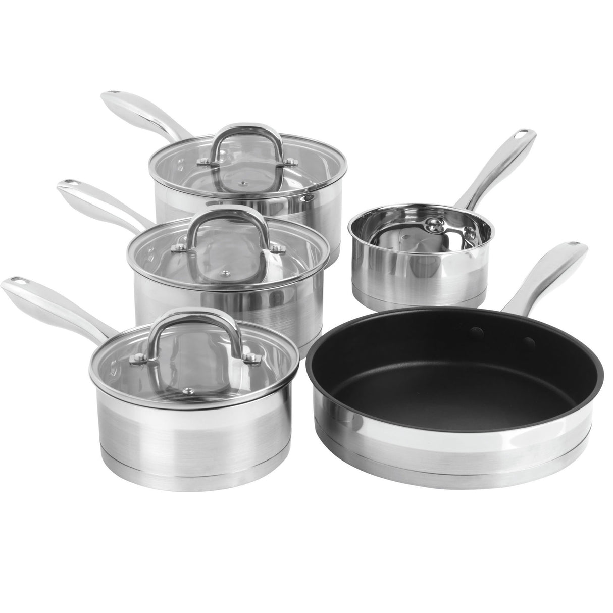 Salter Timeless Collection Stainless Steel 5 Piece Pan Set - COOKWARE - S/STEEL - Beattys of Loughrea