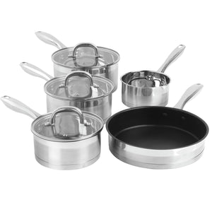 Salter Timeless Collection Stainless Steel 5 Piece Pan Set - COOKWARE - S/STEEL - Beattys of Loughrea
