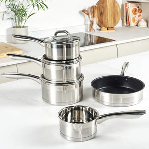 Salter Timeless Collection Stainless Steel 5 Piece Pan Set - COOKWARE - S/STEEL - Beattys of Loughrea