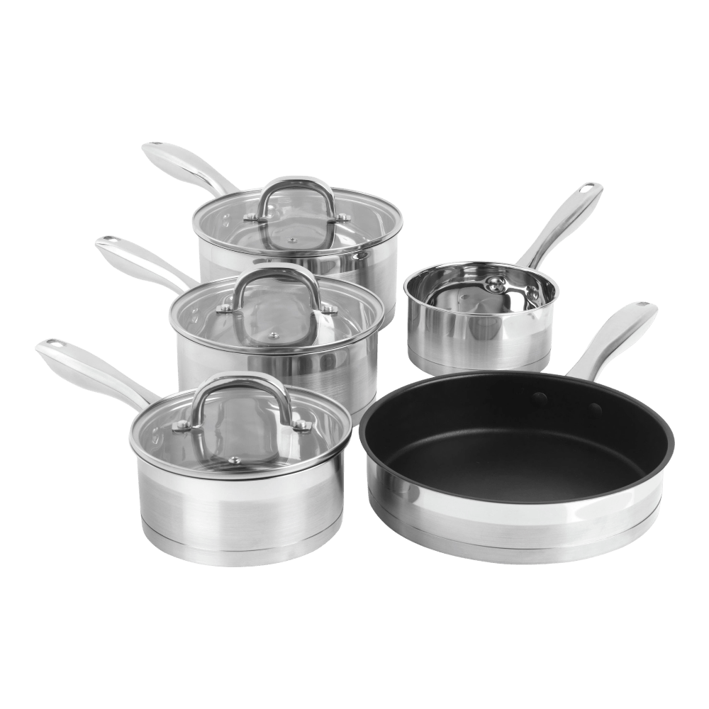 Salter Timeless Collection Stainless Steel 5 Piece Pan Set - COOKWARE - S/STEEL - Beattys of Loughrea