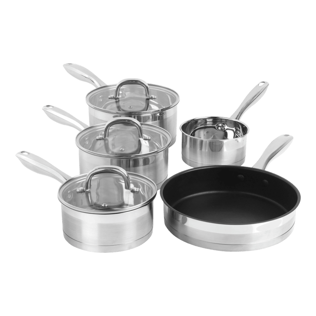 Salter Timeless Collection Stainless Steel 5 Piece Pan Set - COOKWARE - S/STEEL - Beattys of Loughrea