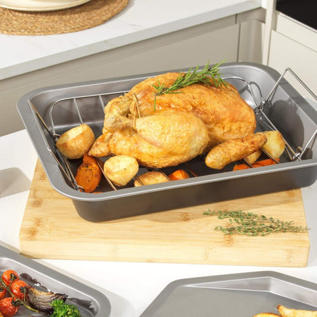 Salter Essentials 41cm Roasting Tray with Rack - GENERAL COOKWARE - Beattys of Loughrea