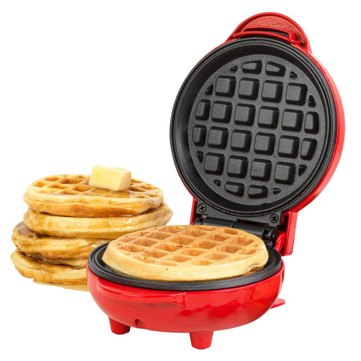 Giles & Posner Compact Electric Non - Stick Mini Waffle Maker | Red - PANCAKE WAFFLE MAKERS - Beattys of Loughrea