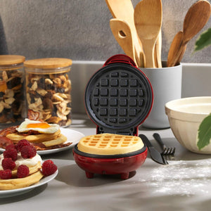 Giles & Posner Compact Electric Non - Stick Mini Waffle Maker | Red - PANCAKE WAFFLE MAKERS - Beattys of Loughrea