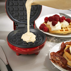 Giles & Posner Compact Electric Non - Stick Mini Waffle Maker | Red - PANCAKE WAFFLE MAKERS - Beattys of Loughrea