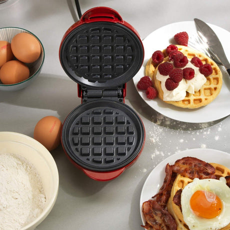 Giles & Posner Compact Electric Non - Stick Mini Waffle Maker | Red - PANCAKE WAFFLE MAKERS - Beattys of Loughrea