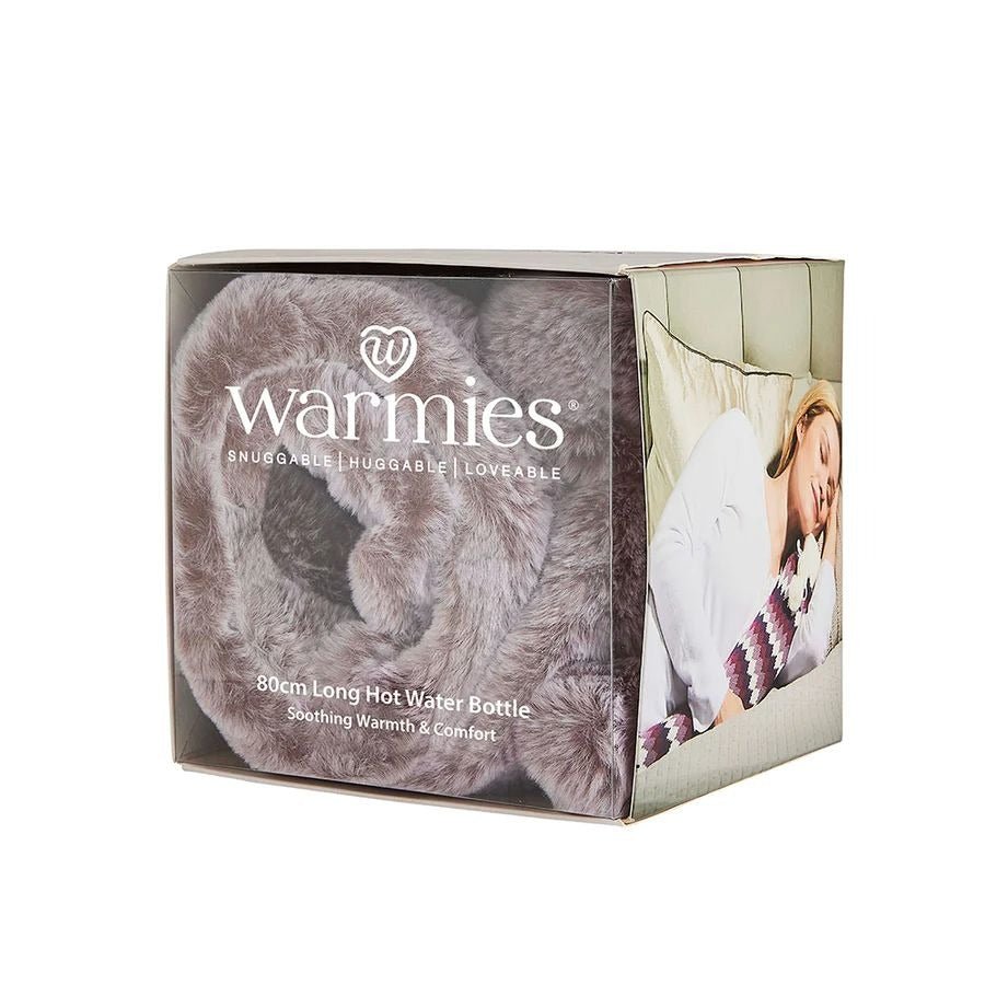 Warmies® Rolled Long Hot Water Bottle – Marshmallow Grey Fur - H/H - HOT WATER BOTTLE - Beattys of Loughrea