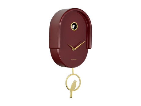 Karlsson Wall Clock Tweet Burgundy Red - CLOCKS - Beattys of Loughrea