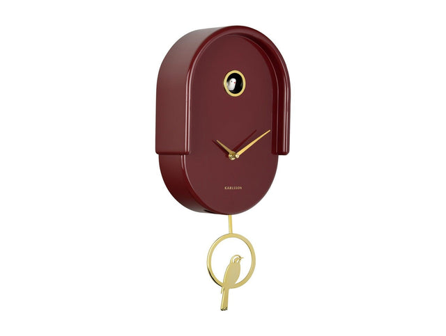 Karlsson Wall Clock Tweet Burgundy Red - CLOCKS - Beattys of Loughrea