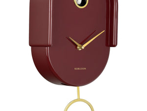 Karlsson Wall Clock Tweet Burgundy Red - CLOCKS - Beattys of Loughrea