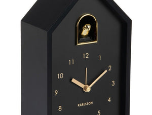 Karlsson Alarm Clock Modern Cuckoo Oro Black - CLOCKS - Beattys of Loughrea