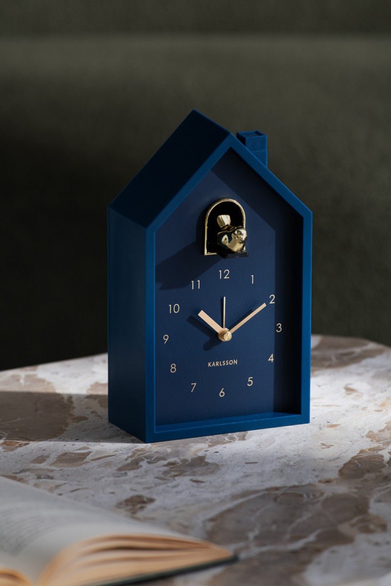 Karlsson Alarm Clock Modern Cuckoo Oro Dark Blue - CLOCKS - Beattys of Loughrea