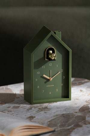 Karlsson Alarm Clock Modern Cuckoo Oro Luxury Green - CLOCKS - Beattys of Loughrea