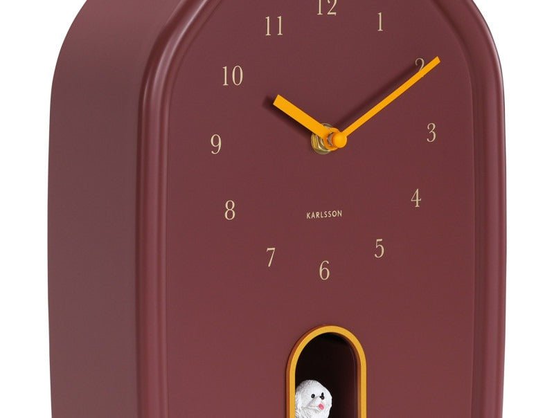 Karlsson Wall Clock Modern Doggy Burgundy Red - CLOCKS - Beattys of Loughrea