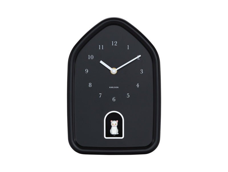 Karlsson Wall Clock Modern Kitty Black - CLOCKS - Beattys of Loughrea
