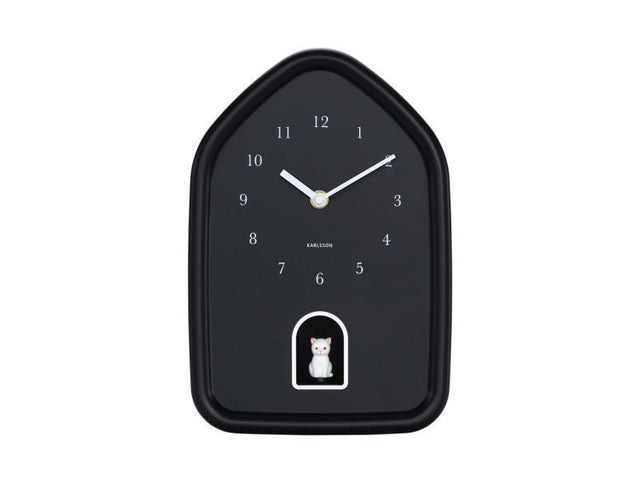 Karlsson Wall Clock Modern Kitty Black - CLOCKS - Beattys of Loughrea