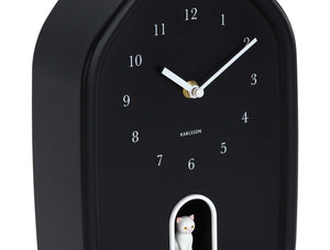 Karlsson Wall Clock Modern Kitty Black - CLOCKS - Beattys of Loughrea