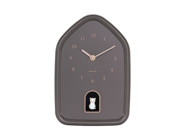 Karlsson Wall Clock Modern Kitty Earth Brown - CLOCKS - Beattys of Loughrea