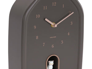 Karlsson Wall Clock Modern Kitty Earth Brown - CLOCKS - Beattys of Loughrea