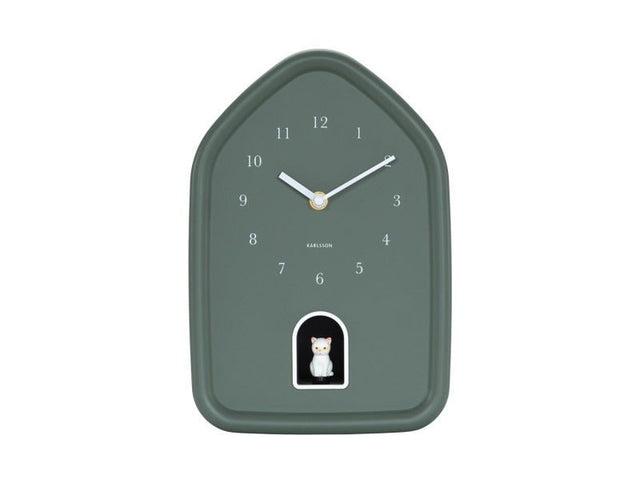 Karlsson Wall Clock Modern Kitty Jungle Green - CLOCKS - Beattys of Loughrea