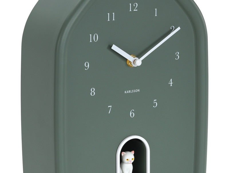 Karlsson Wall Clock Modern Kitty Jungle Green - CLOCKS - Beattys of Loughrea