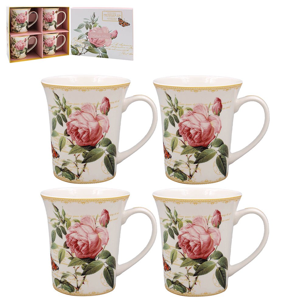 Redouté Rose Mugs – Set of 4 - MUG SETS - Beattys of Loughrea