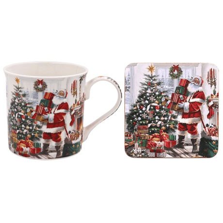 Santa Mug & Coaster in Gift Box - TABLEMATS/COASTERS - Beattys of Loughrea