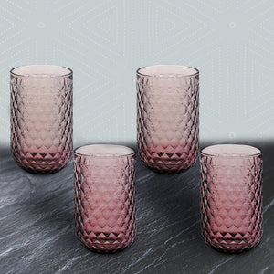 Elements Textured Pink Tumbler Glasses – Set of 4 - DRINKING GLASSES - Beattys of Loughrea