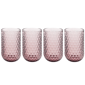 Elements Textured Pink Tumbler Glasses – Set of 4 - DRINKING GLASSES - Beattys of Loughrea