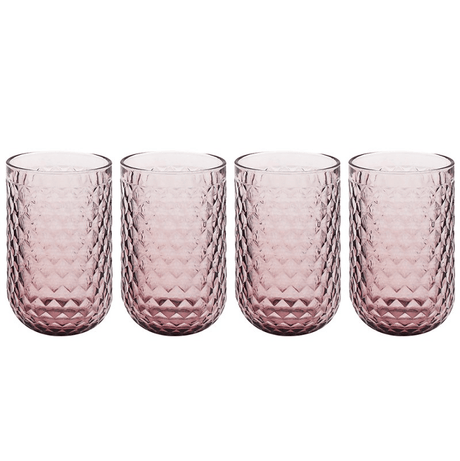 Elements Textured Pink Tumbler Glasses – Set of 4 - DRINKING GLASSES - Beattys of Loughrea